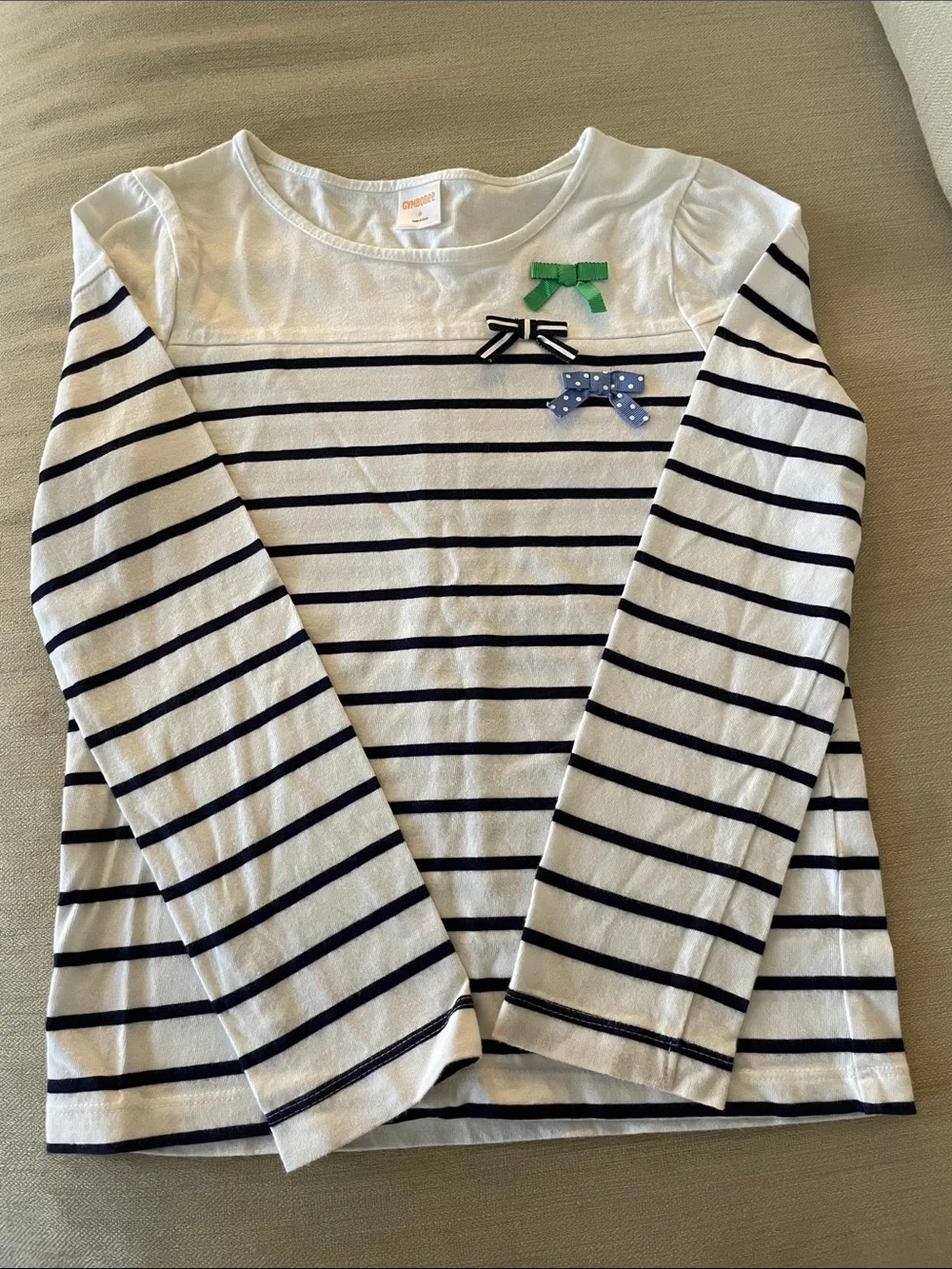 Gymboree Girls' Navy Stripe Long-Sleeve Top with Bow Accents